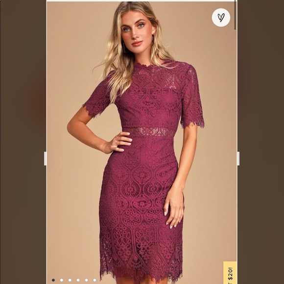 Lulus Dresses & Skirts - Lulu’s Remarkable Burgundy Lace Dress Size Medium